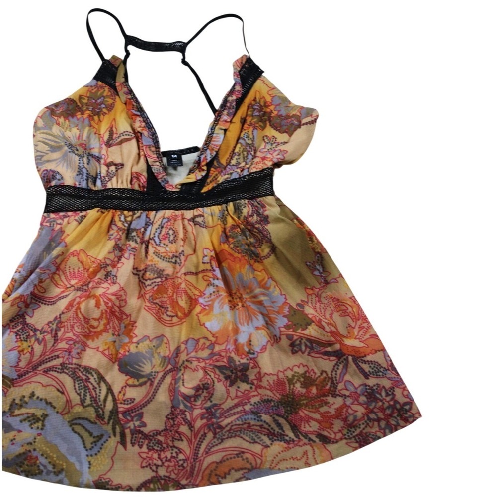 Westonwear Mesh Top M Floral Lace Whimsigoth Fairy Grunge Y2K Made USA